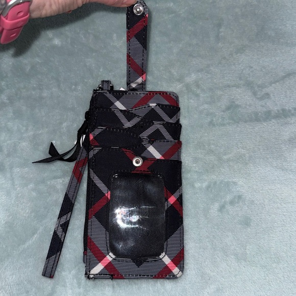 Vera Bradley Black and Red Plaid Wristlet - Picture 9 of 14